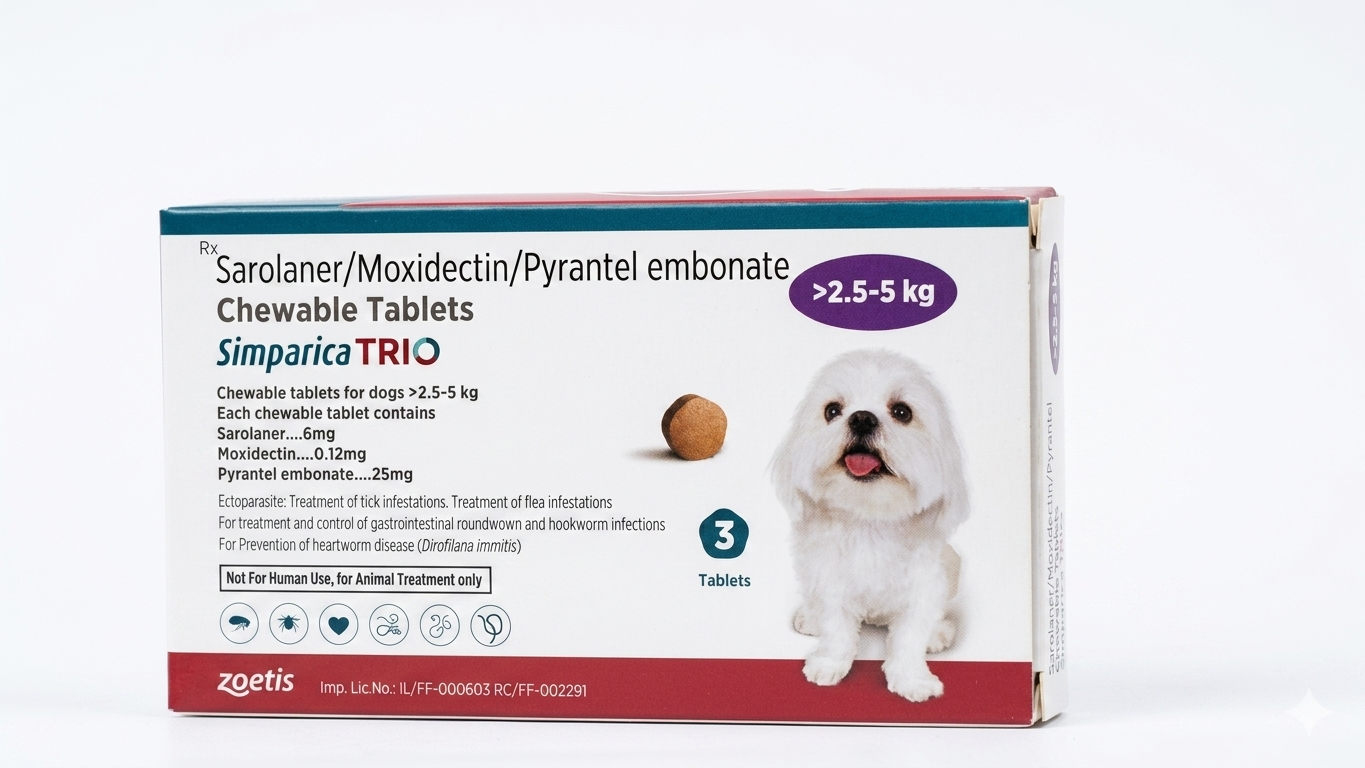 Zoetis Simparica Trio All-in-One Flea, Tick & Heartworm Protection for Dogs
