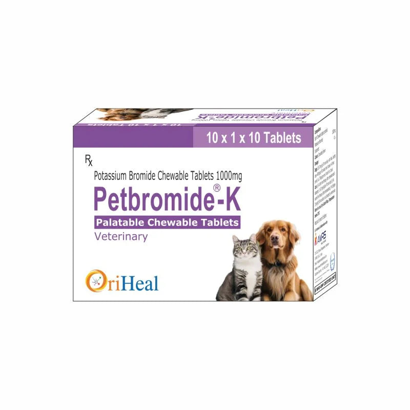 Oriheal Petbromide-K | Potassium Bromide Tablets for Dogs | 250 mg, 500 mg & 1,000 mg