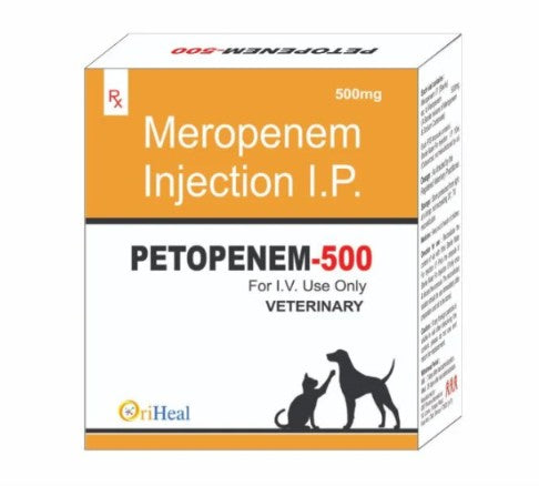 Oriheal Petopenem Meropenem Carbapenem Antibiotic Injection for Dogs & Cats | 250mg, 500mg & 1g