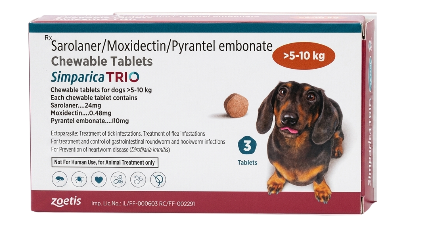 Zoetis Simparica Trio All-in-One Flea, Tick & Heartworm Protection for Dogs