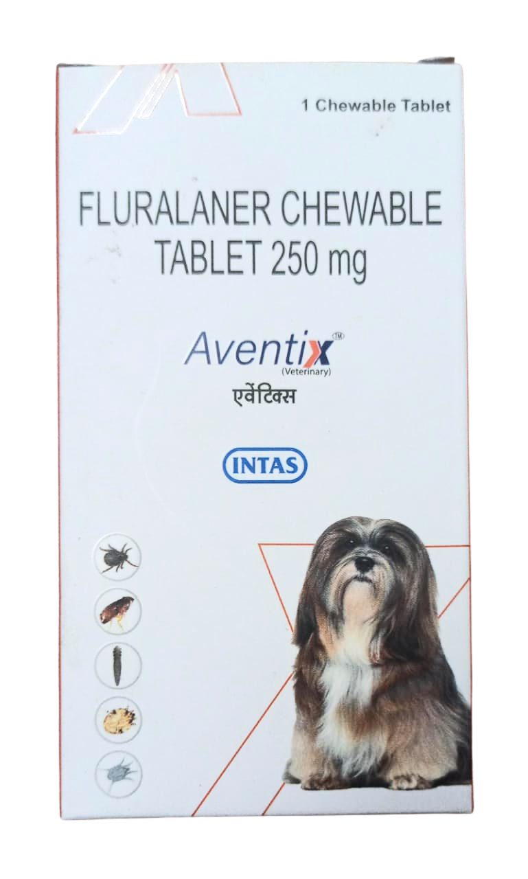 Intas Aventix Tablet for Dogs Fast-Acting Protection Against Ticks, Fleas & Mites