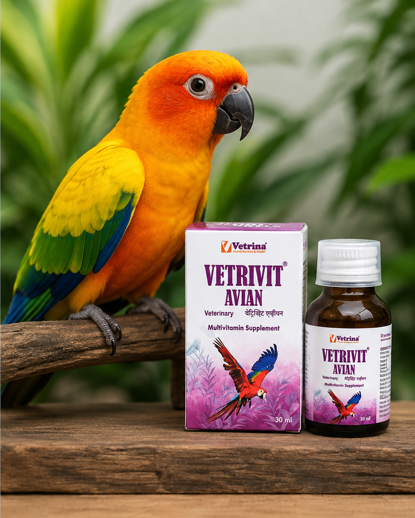 Vetrina Vetrivit Avian Multivitamin Supplement for Birds | Vitamin A D3 E C B-Complex K3 Calcium Niacinamide Folic Acid Biotin | 30ml Liquid
