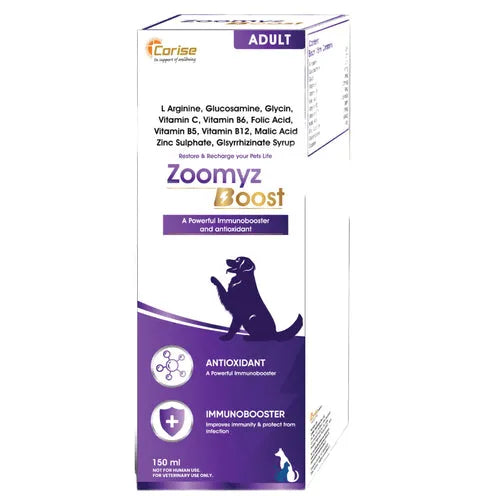 Corise Zoomyz Boost Syrup for Dogs & Cats | Pet Immunity & Vitality Supplement with L-Arginine & Glucosamine