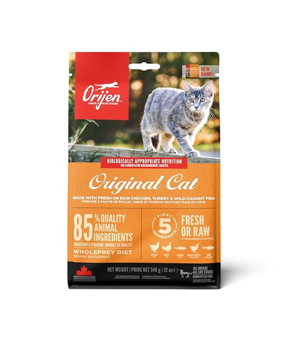 Orijen Original Cat Dry Food â€“ Grain-Free, High-Protein Recipe with Fresh & Raw Free-Run Chicken, Turkey, Wild-Caught Fish â€“ Premium Natural Cat Food