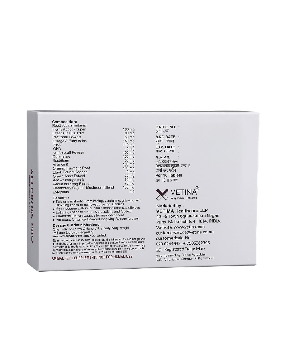 Vetina Allergia Pro 10 Tablets for Pets â€“ Fast Allergy Relief for Dogs & Cats, Anti-Itch & Skin Health Formula