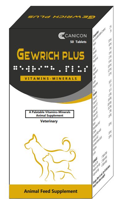 Canicon Gewrich Plus â€“ Vitamin & Mineral Supplement for Dogs & Cats (50 Tablets)