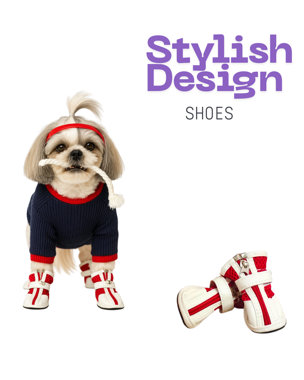 4 - PIECES ADJUSTABLE ANTI-SLIP DOG SHOES  PROTECT PAWS FOR SLIPPING, LICKING , ROUGH FLOORS