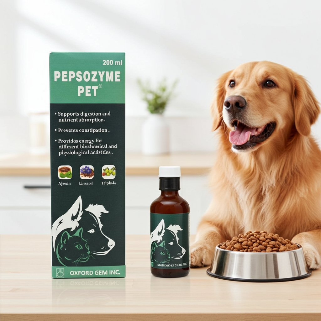 Oxford Gem Pepsozyme Liquid â€“ Digestive Health, Gas Control & Indigestion Relief for Dogs & Cats
