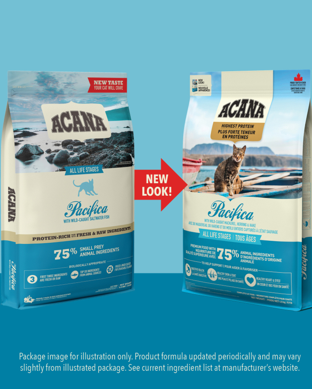 Acana Pacifica Cat Dry Food â€“ Grain-Free, High-Protein, Wild-Caught Fish Formula for Adult Cats, Sensitive Stomach & Healthy Skin