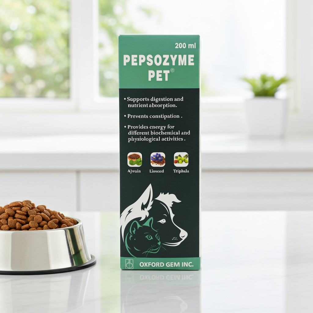 Oxford Gem Pepsozyme Liquid â€“ Digestive Health, Gas Control & Indigestion Relief for Dogs & Cats