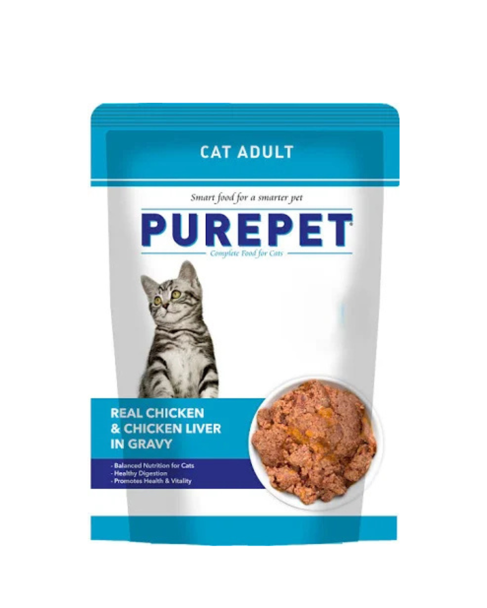 Purepet Cat Real Chicken & Liver Gravy 50g â€“ Tasty Wet Cat Food for All Breeds, Complete & Balanced Nutrition