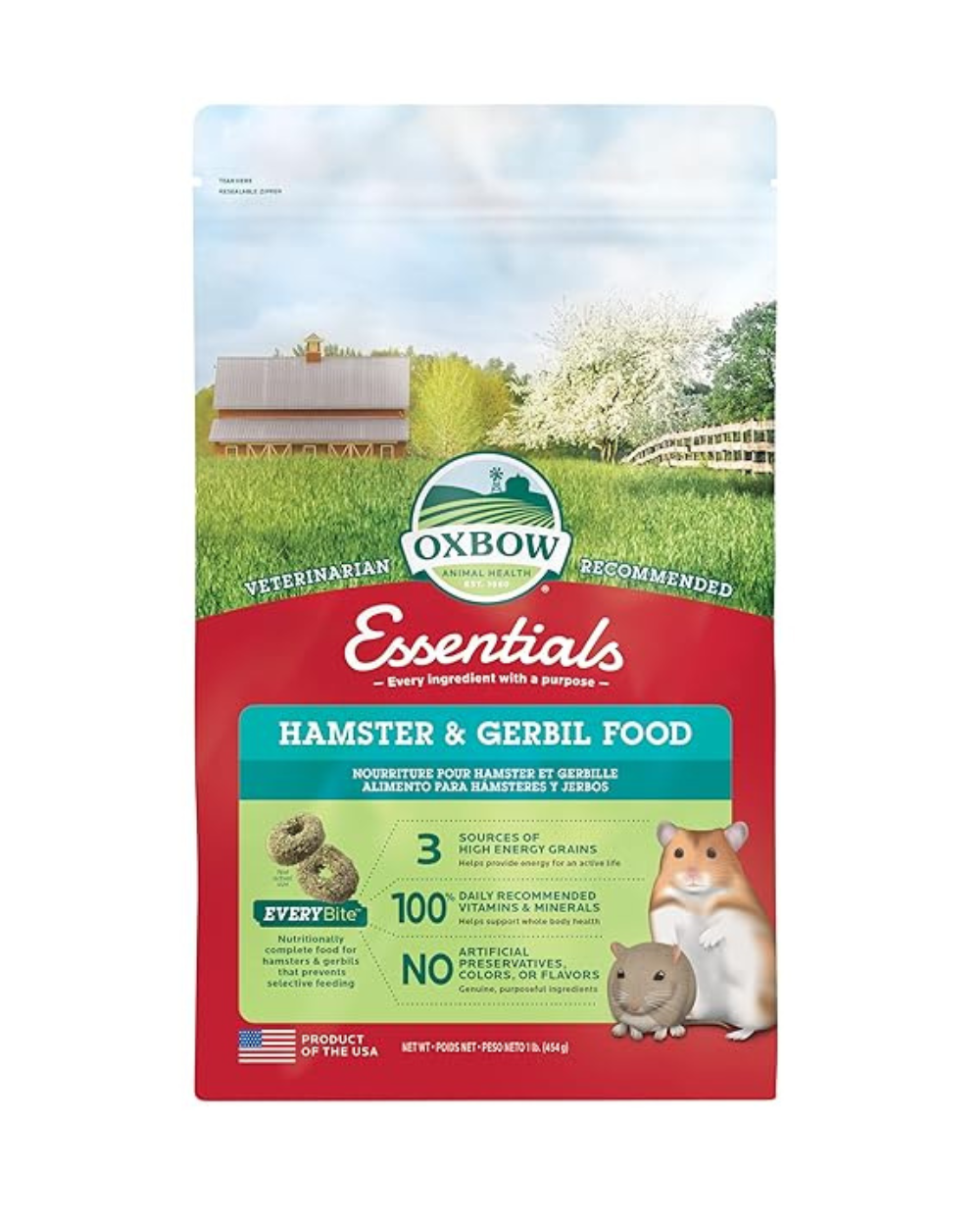 Oxbow Animal Health Healthy Handfuls Dry Hamster And Gerbil Fortified Small Animal Feeds 454gm