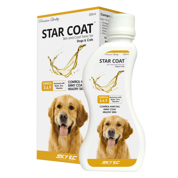 Skyec StarCoat 200ml â€“ Omega 3 & 6 Coat Supplement for Dogs & Cats | Skin Health, Shiny Coat & Anti-Shedding Formula