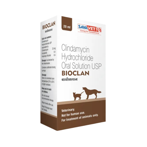 Savavet Bioclan (Clindamycin) Oral Solution for Dogs & Cats â€“ 20ml Antibiotic for Pets, Treats Bacterial Infections
