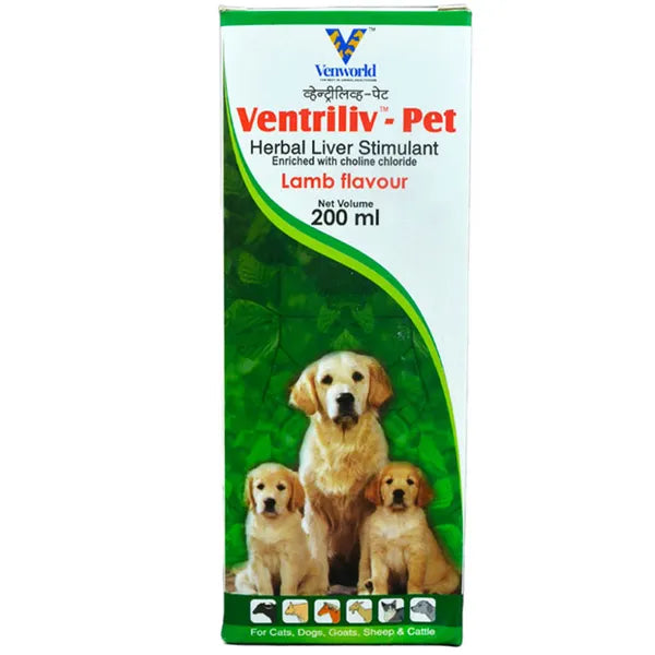Venkyâ€™s Ventriliv Pet Syrup for Dogs & Cats (200ml) | Herbal Liver Tonic for Appetite Stimulation & Hepatic Protection