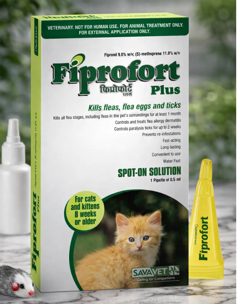 Savavet Fiprofort Plus Fipronil Tick & Flea Control Spot On for Cats | Long-Lasting Ectoparasite Treatment