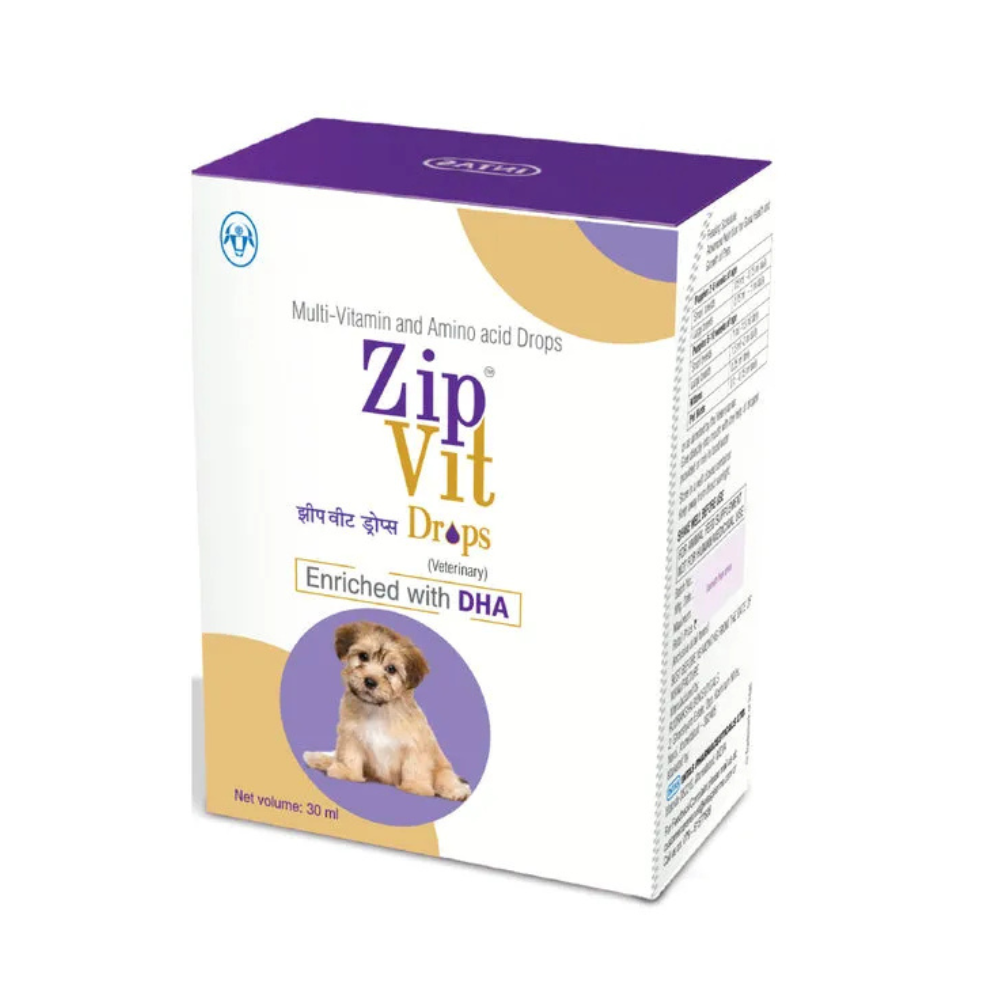 Intas Zipvit 30 ml Oral Drops â€“ Multivitamin Supplement for Dogs & Cats | Veterinary Use