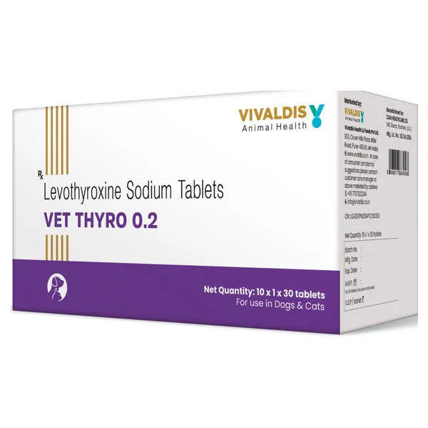 Vivaldis Vet Thyro ( Levothyroxine Sodium ) Tablets for Dogs & Cats - Pack of 30 Tablets
