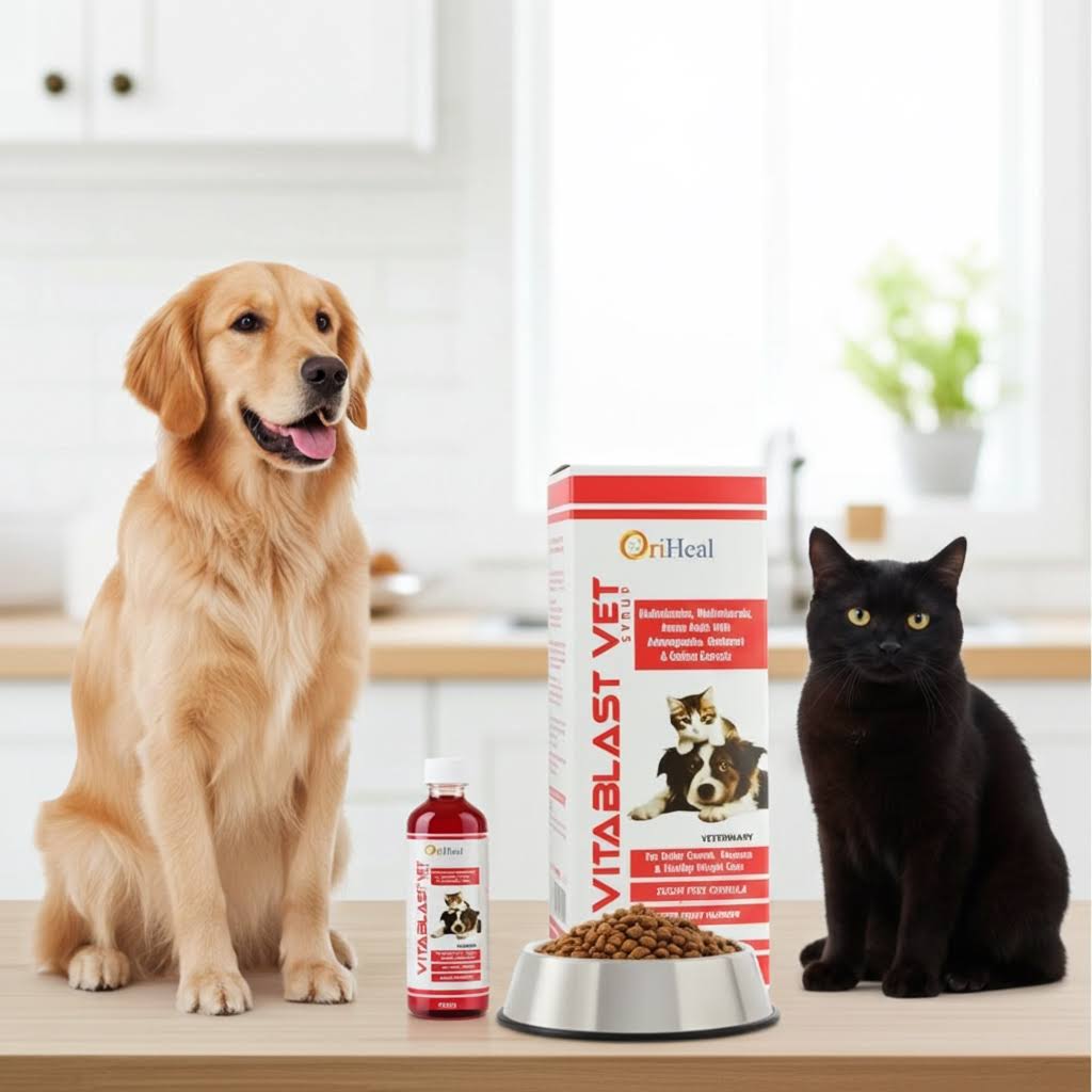 Oriheal Vitablast Vet Syrup for Dogs & Cats (200 ml) â€“ Multivitamin & Mineral Supplement for Growth, Immunity & Recovery