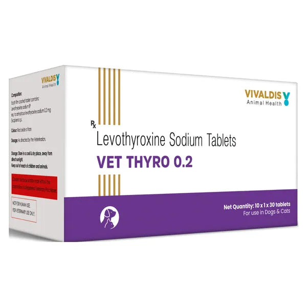 Vivaldis Vet Thyro ( Levothyroxine Sodium ) Tablets for Dogs & Cats - Pack of 30 Tablets