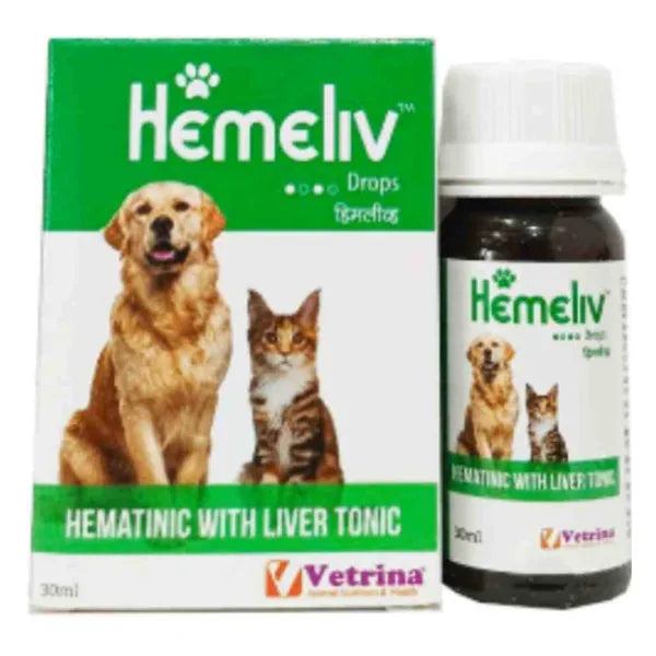 Vetrina Hemeliv Drops for Dogs and Cats (30ml) â€“ Iron Supplement, Hematinic & Liver Tonic for Anemia, Liver Support & Faster Recovery