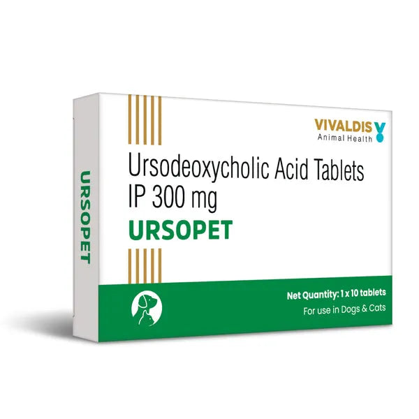 Vivaldis Ursopet 300mg Tablet for Dogs & Cats â€“ Ursodeoxycholic Acid - 1 Strip