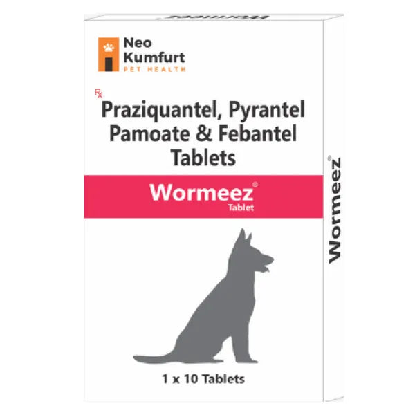 Neo Kumfurt Wormeez Deworming Tablet for Dogs â€“ Broad Spectrum Worm Control with Praziquantel, Pyrantel Pamoate & Febantel (Pack of 10 Tablets)