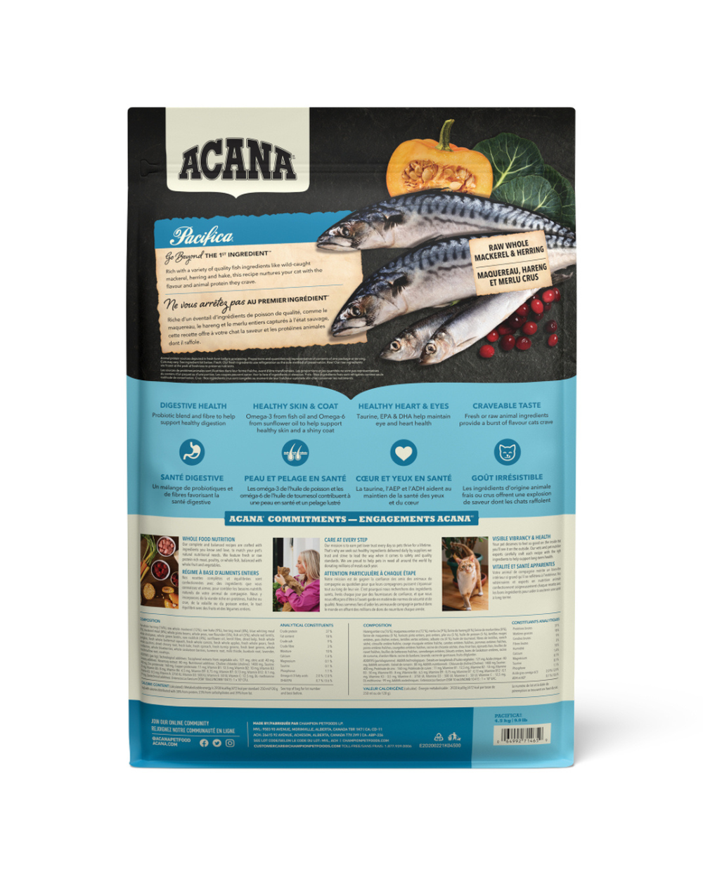 Acana Pacifica Cat Dry Food â€“ Grain-Free, High-Protein, Wild-Caught Fish Formula for Adult Cats, Sensitive Stomach & Healthy Skin