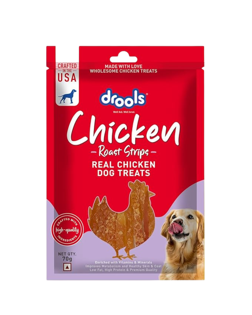 DROOLS REAL CHICKEN ROAST STRIP FOR DOG TREATS 70GM