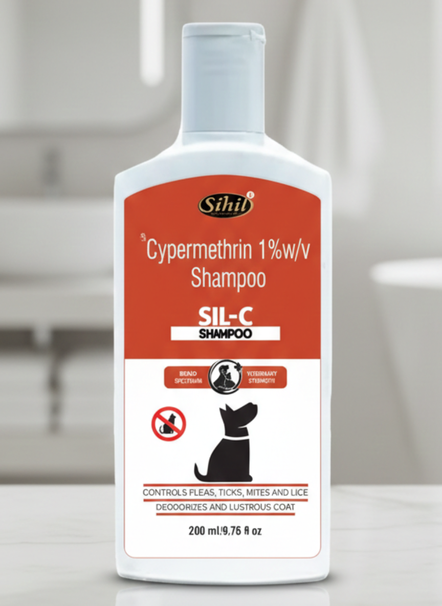 Sihil Sil-C Anti-Tick Shampoo for Dogs | Cypermethrin 1% w/v | Tick, Flea, Lice & Mite Control Shampoo