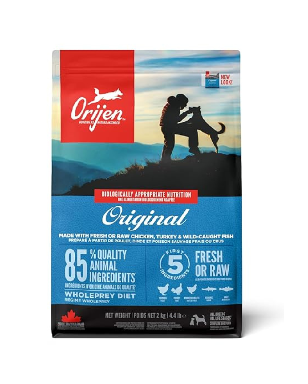Orijen Original Grain-Free Dry Dog Food 2 kg | High-Protein Natural Dog Food for All Life Stages with Fresh Chicken & Turkey