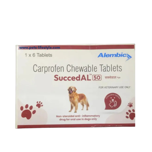 Alembic SuccedAL 50mg Carprofen Tablets for Dogs â€“ Pain Relief, Anti-Inflammatory NSAID, Arthritis & Post-Surgery Joint Pain Treatment for Dogs