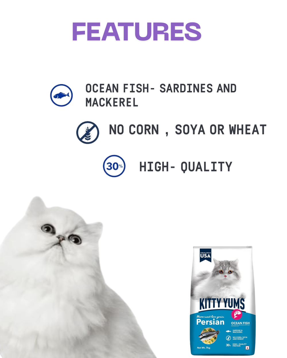 Kitty Yums Persian Cat Food 7kg â€“ Premium Dry Cat Food for Persian Cats | Healthy Coat & Digestive Care Formula