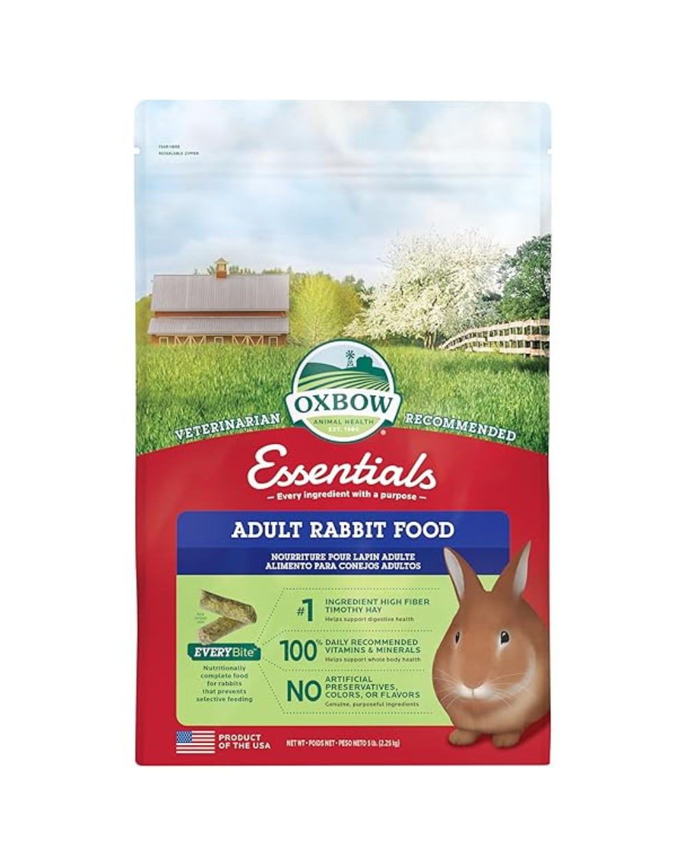 Oxbow Animal Health Bunny Bacics Adult Rabbit Fortified Small Animal Feeds 2.250 Kg