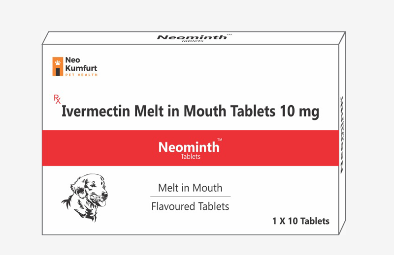 Neo Kumfurt Neominth Tablets for Dogs â€“ Ivermectin Treatment for Demodicosis, Scabies & Ear Mites | Flavoured Mouth-Melt Deworming Tabs (Pack of 10 Tablets)