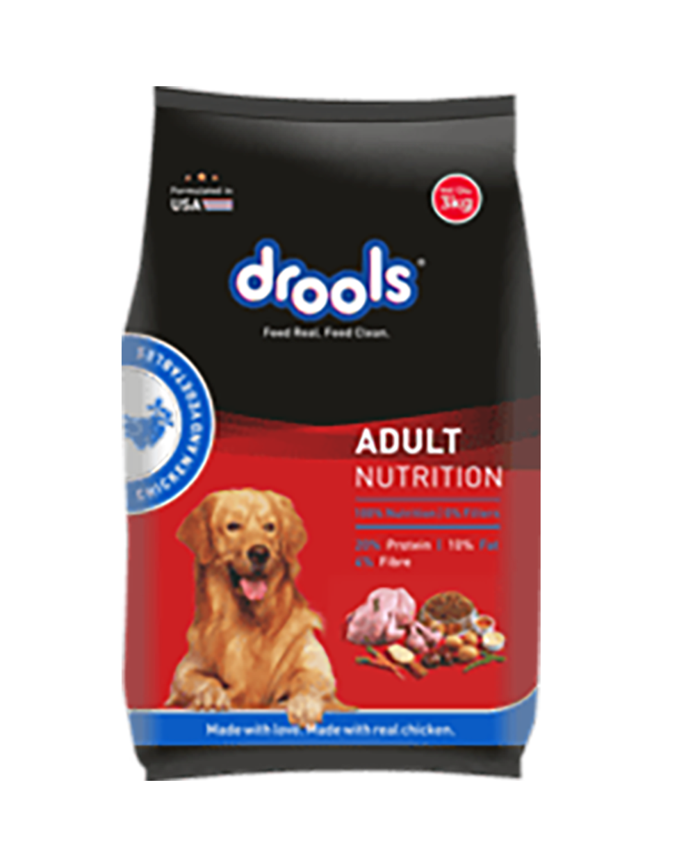 Drools Adult Dry Dog Food with Chicken and Vegetables â€“ Premium High-Protein Dog Food for Strong Muscles, Healthy Coat & Complete Nutrition
