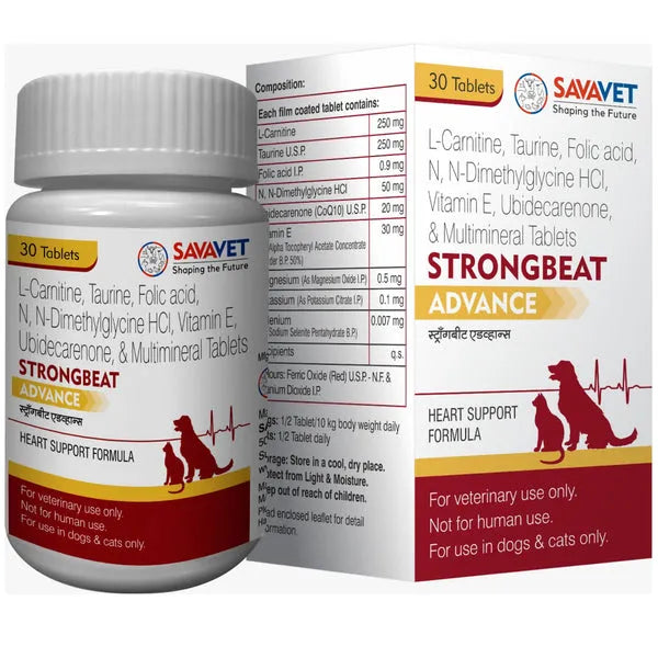 Savavet Strongbeat Advance for Dogs and Cats â€“ Cardiac Care & Heart Support Tablets, 30 Tablets