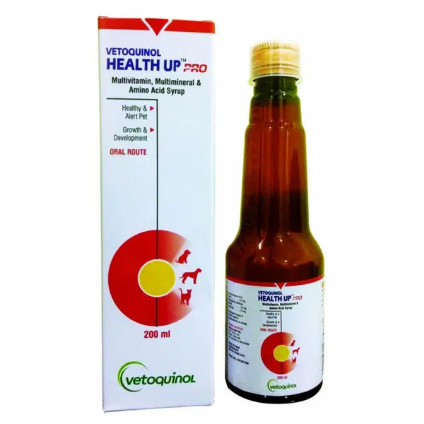 Vetoquinol HealthUp Pro Multivitamin Supplement for Dogs & Cats â€“ Liquid Vitamins for Immunity, Energy & Overall Pet Health (200ml)