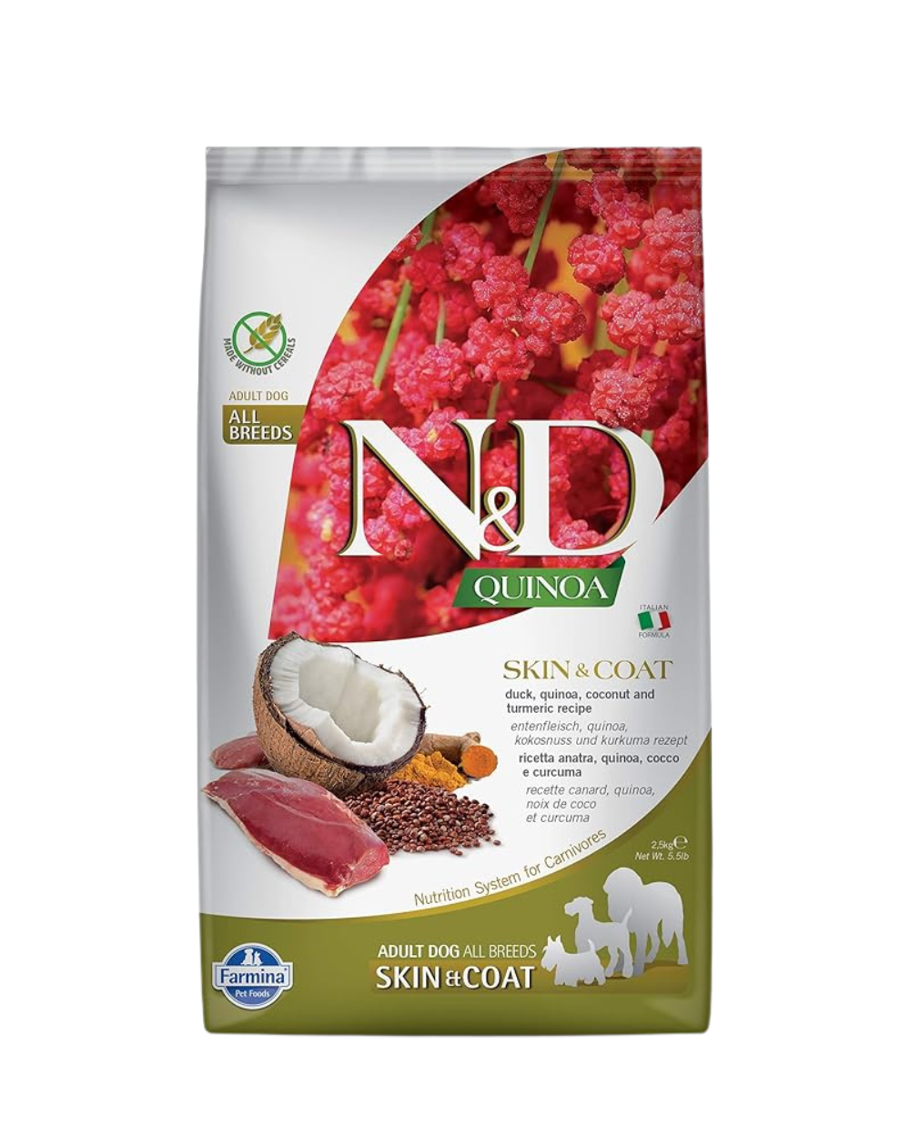 Farmina N&D Quinoa Duck Skin & Coat Grain-Free Adult Mini Dog Dry Food â€“ Omega-Rich Formula for Healthy Skin, Shiny Coat & Strong Immunity