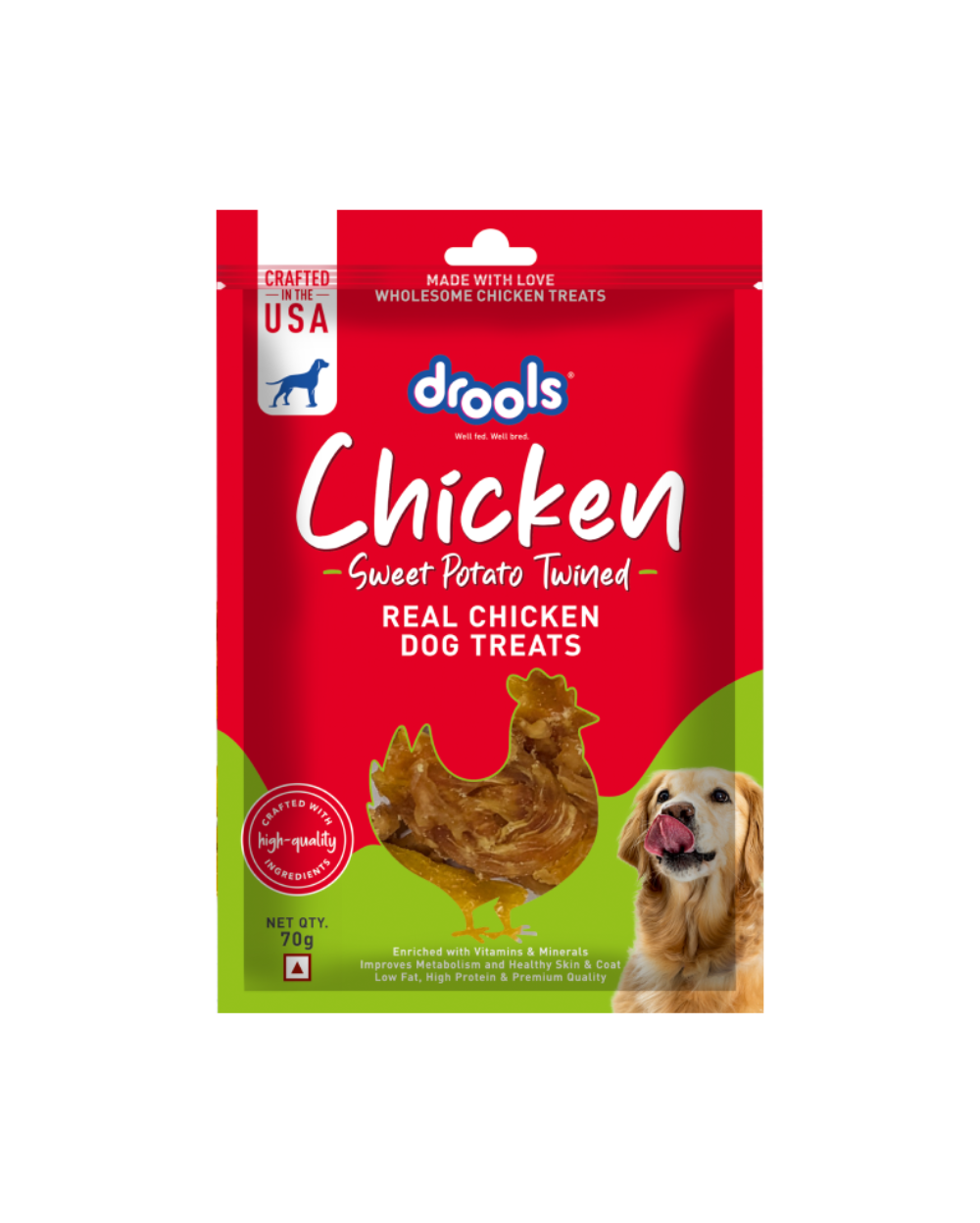 DROOLS REAL CHICKEN SWEET POTATO TRINED DOG TREATS 70g