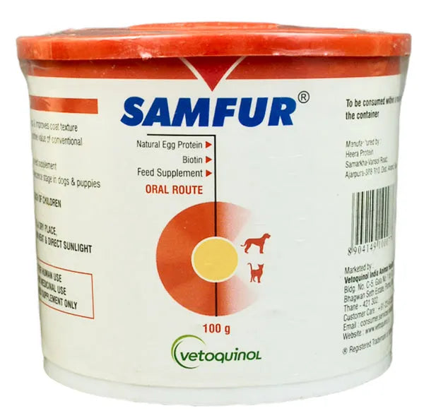 Vetoquinol Samfur Skin & Coat Supplement for Dogs & Cats â€“ Healthy Fur, Shiny Coat, Skin Support Vitamins & Nutrients