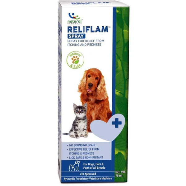 Natural Remedies Reliflam Skin Relief Spray for Pets â€“ Non-Itching, Anti-Inflammatory Care for Dogs & Cats