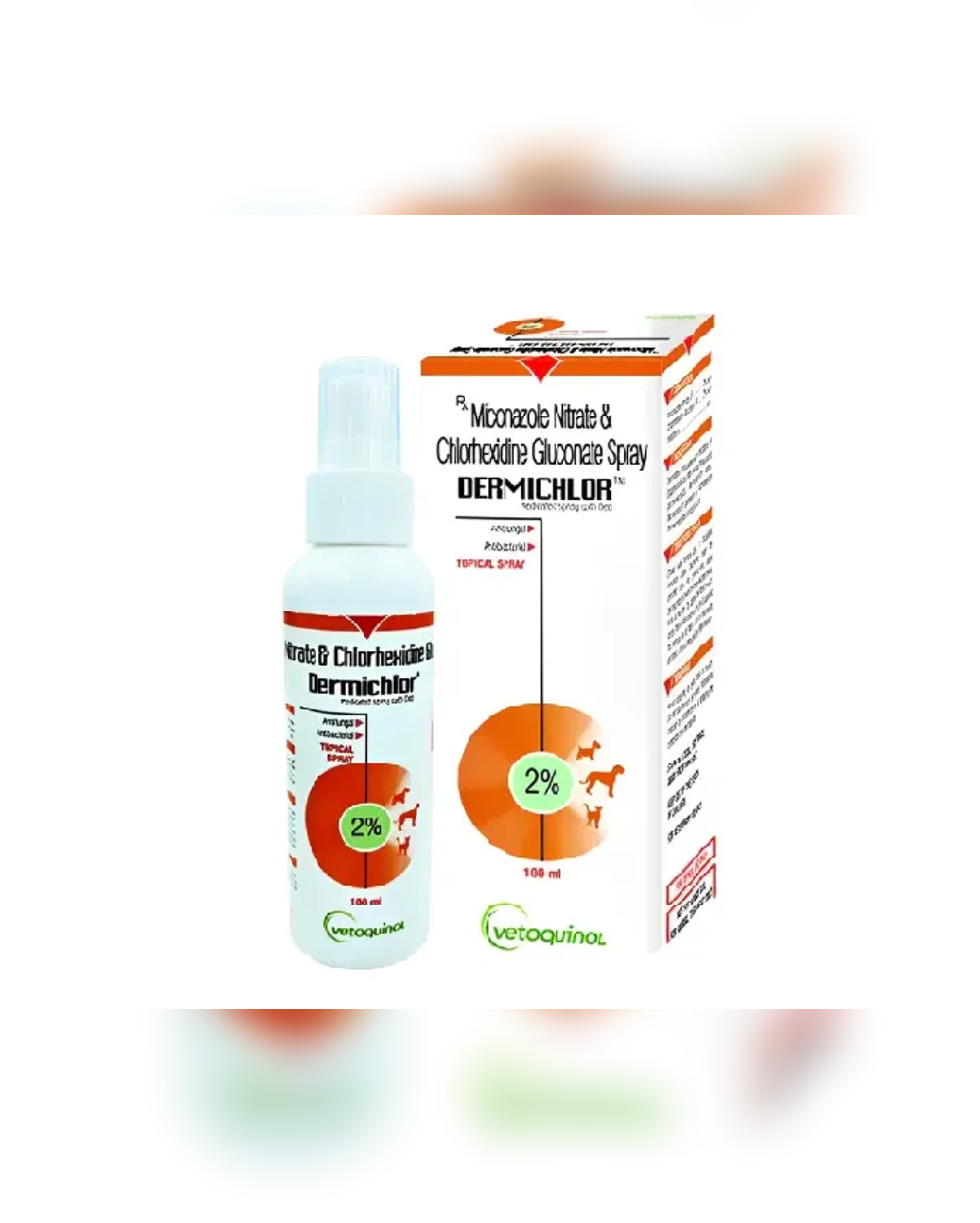 Vetoquinol Dermichlor Spray 100ML â€“ Antibacterial Chlorhexidine Skin Treatment for Dogs & Cats