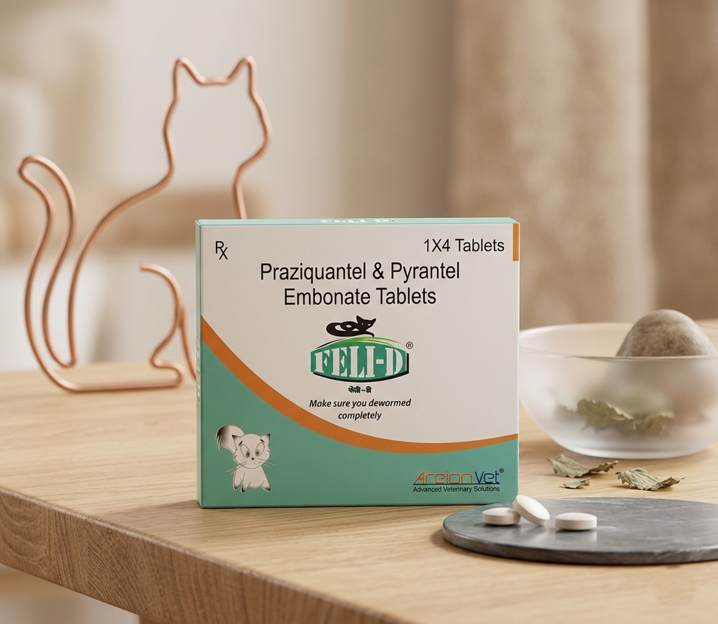 Areion Vet Feli D Deworming Tablets for Cats (Pack of 4 Tablets )