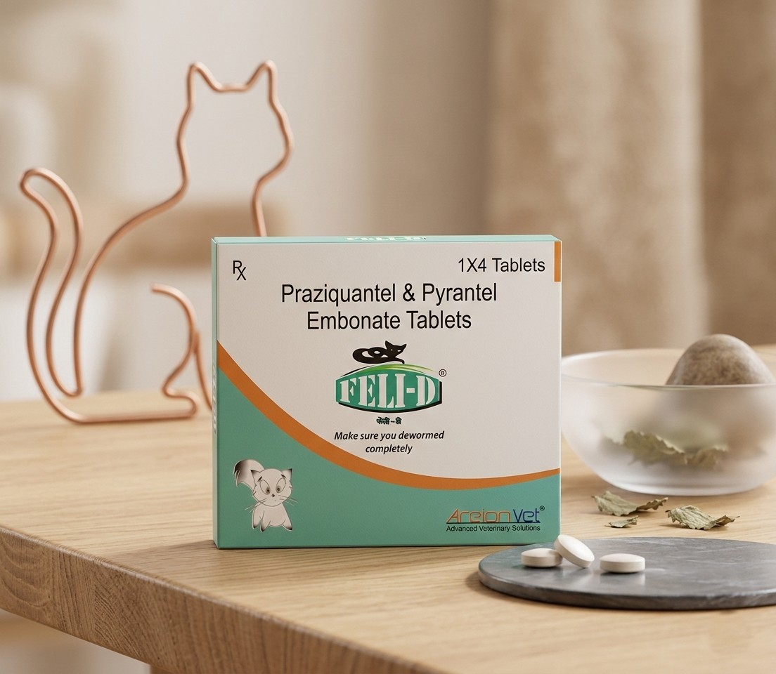 Areion Vet Feli D Deworming Tablets for Cats (Pack of 4 Tablets )