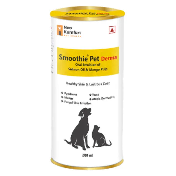 Neo Kumfurt Smoothie Pet Derma Oral Supplement for Dogs & Cats â€“ Skin & Coat Care Formula for Healthy Skin, Reduced Itching & Shiny Coat (200 ml)