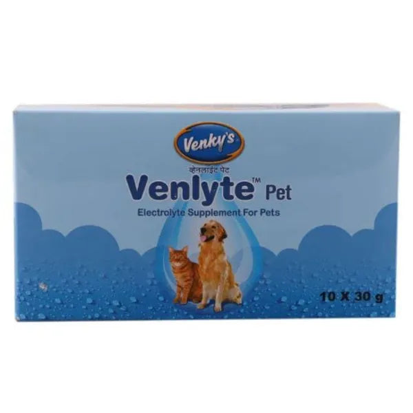 Venkys Venlyte Pet Electrolyte Supplement for Dogs & Cats (30g) | Hydration & Dehydration Recovery Powder | Electrolyte Balance Support