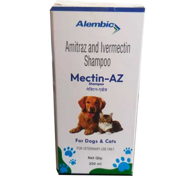 Alembic Mectin-Az Medicated Parasiteâ€‘Control Shampoo 200ml for Dogs & Cats  â€“ Treats Mange, Ticks & Fleas