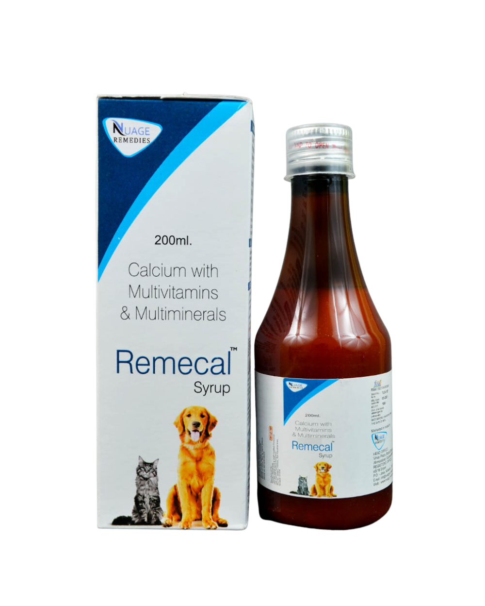 Assurem Remecal Calcium Syrup 200ml for Dogs & Cats | Liquid Calcium, Phosphorus & Vitamin D3 Supplement for Strong Bones, Teeth, Growth & Pregnancy Support
