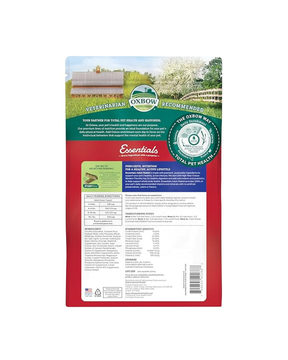 Oxbow Animal Health Bunny Bacics Adult Rabbit Fortified Small Animal Feeds 2.250 Kg